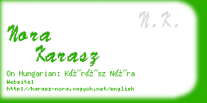 nora karasz business card